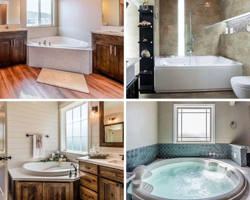 Different dimensions of bathroom corner tubs