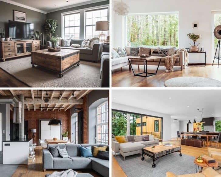 View of How To Get A Farmhouse Industrial Living Room Style