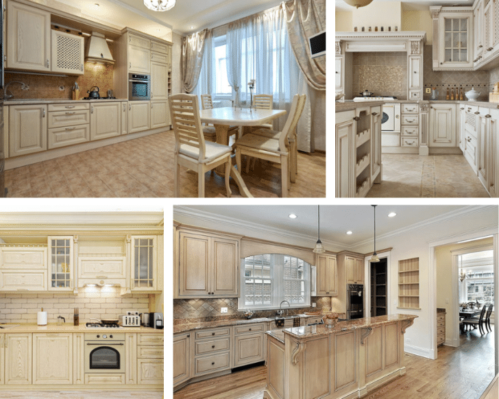 White Washed Wood Kitchen Cabinets