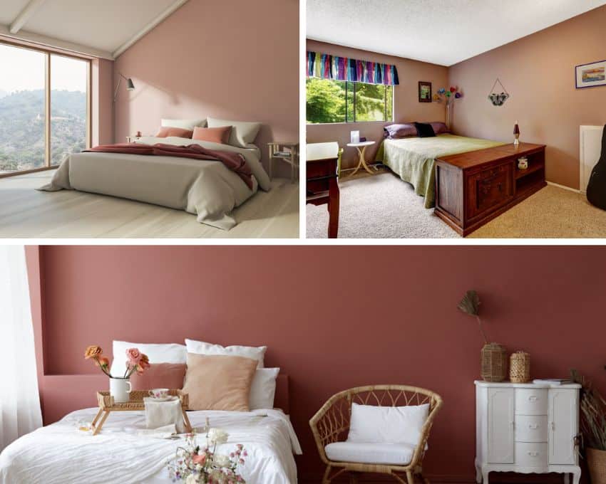 Mauve paint colors for bedrooms with dark and light