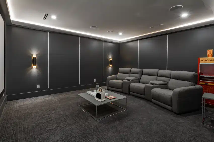 Modern basement design with comfy recliners
