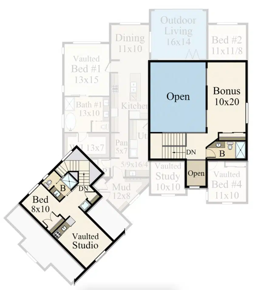 Modern Farmhouse Plan With Studio Apartment - Designing Idea