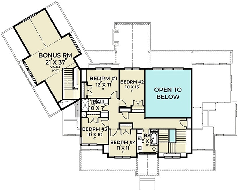 Farmhouse second level floor plan