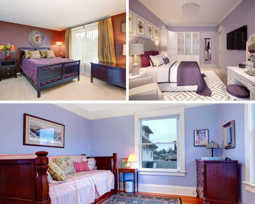 Purple paint for bedrooms with dark and light shades