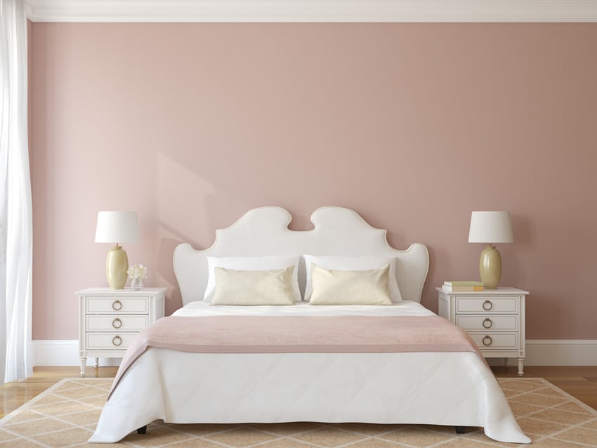 Bedroom with warm pink hue