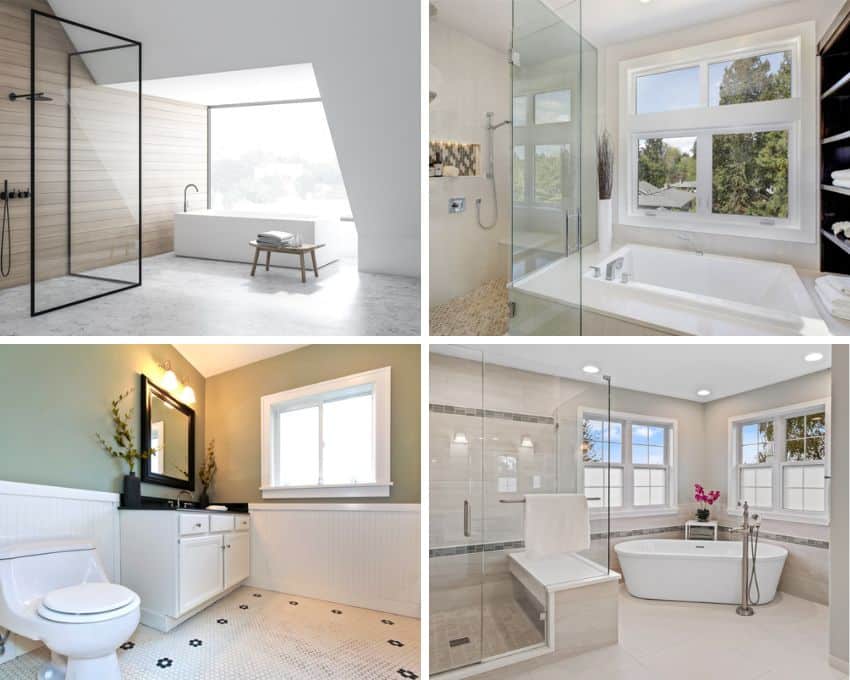 Different dimensions of windows for bathrooms