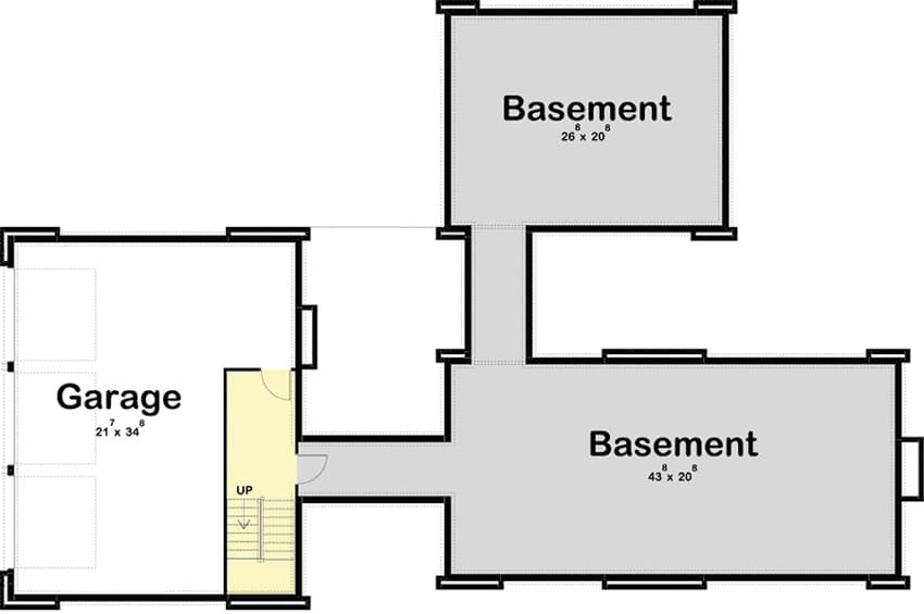Home garage and basement floor plan