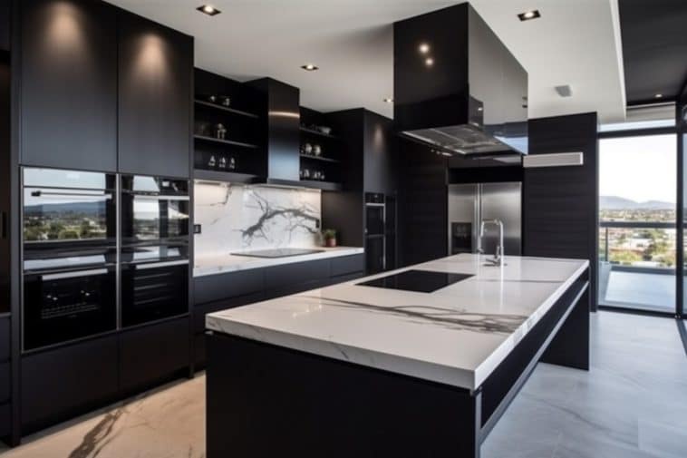 Black Kitchen Cabinets With White Countertops