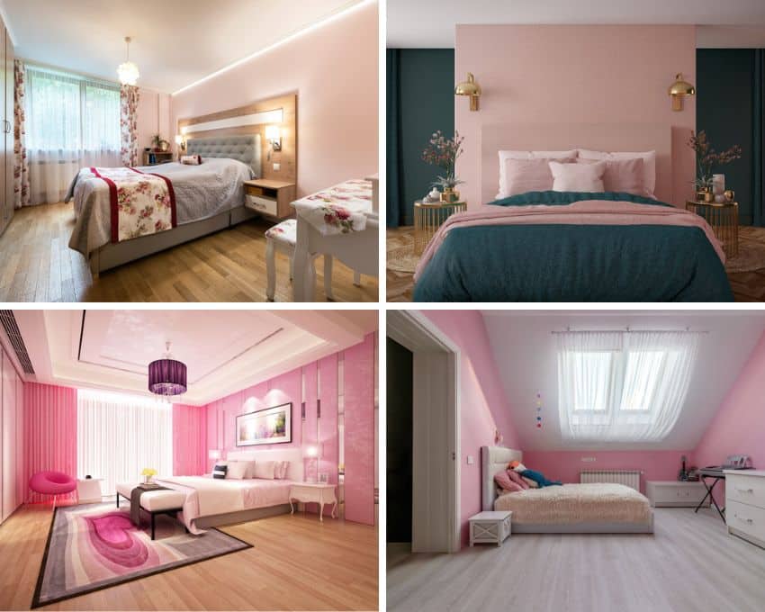 Pink paint for bedrooms with light, dark, and pale shades