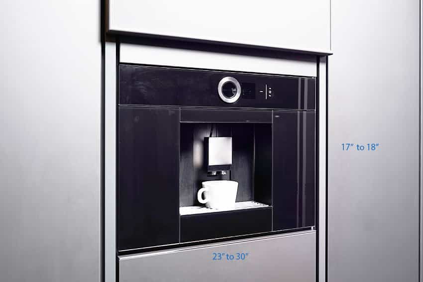 Built-in coffee machine in contemporary kitchen