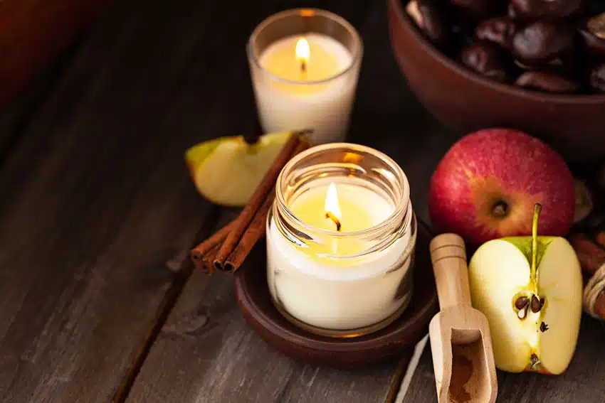 Candles on jar