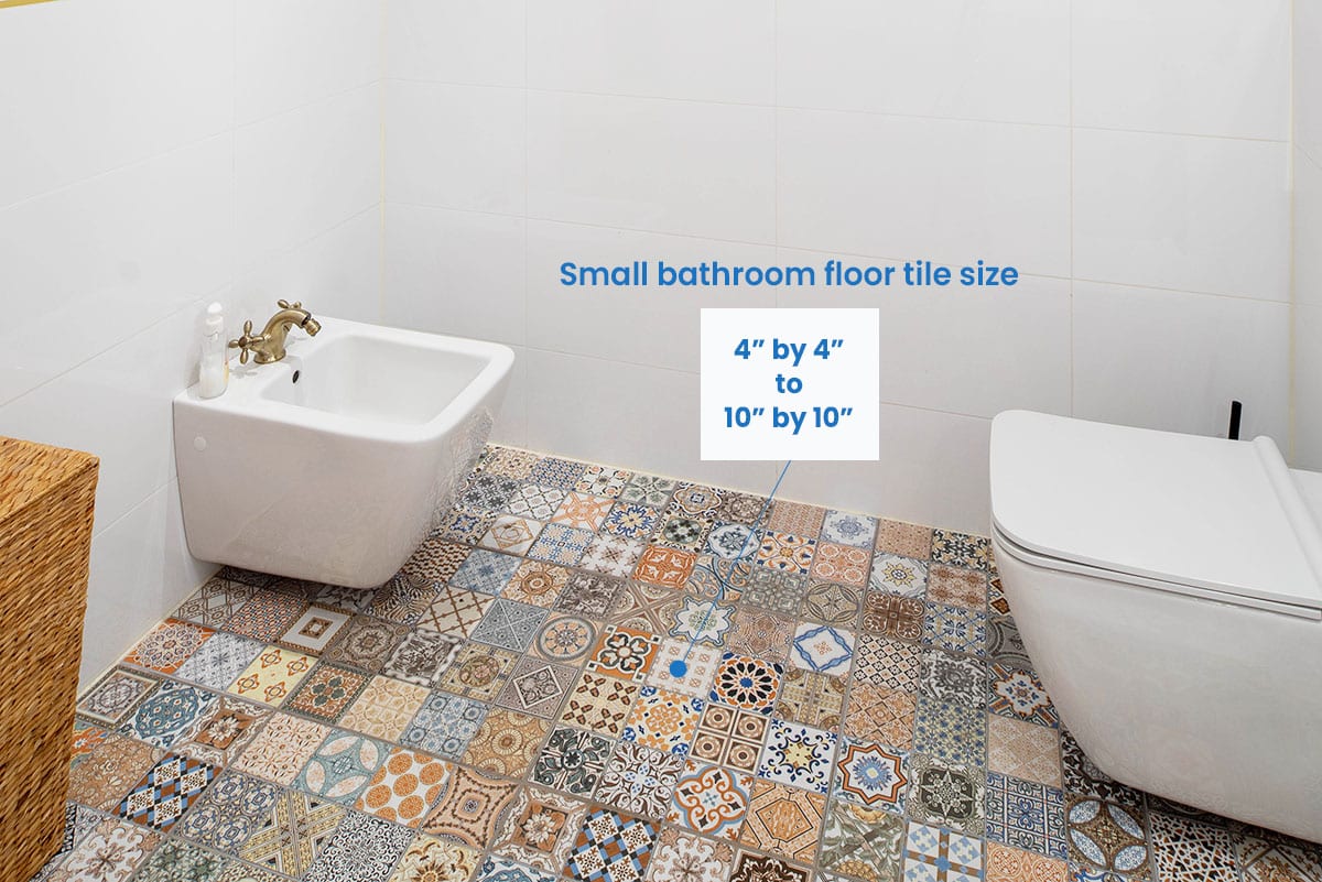 Small bathroom floor tile size