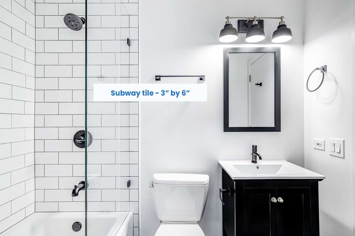 Small shower subway tile size