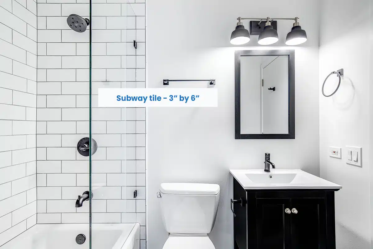 Small shower subway tile size