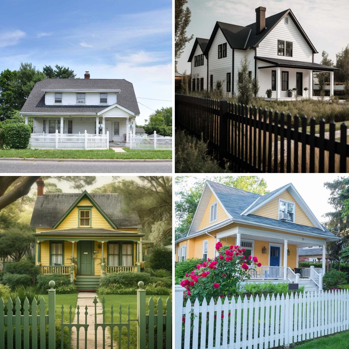 Different house and fence color combinations