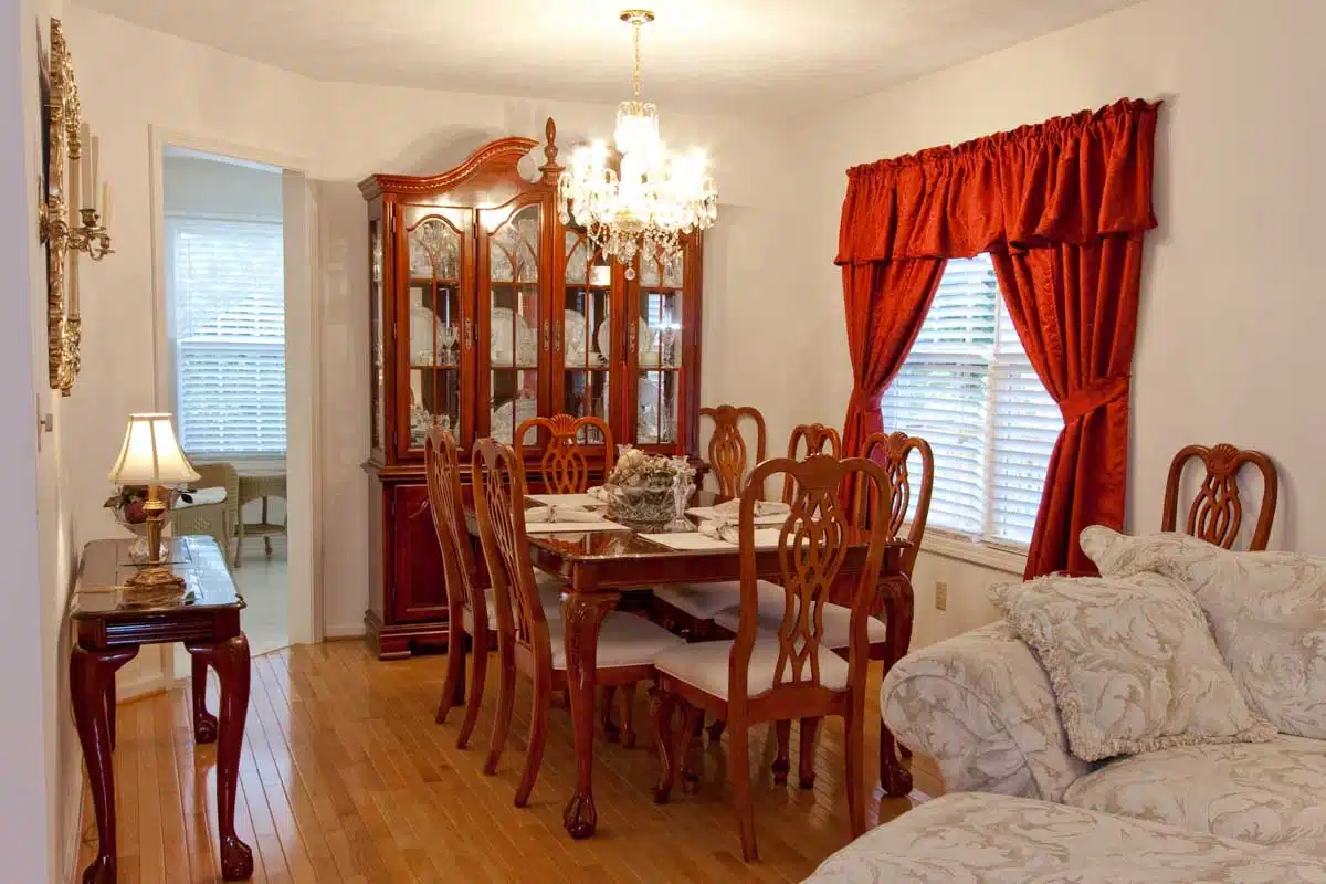 dining room with table chairs and cabinet