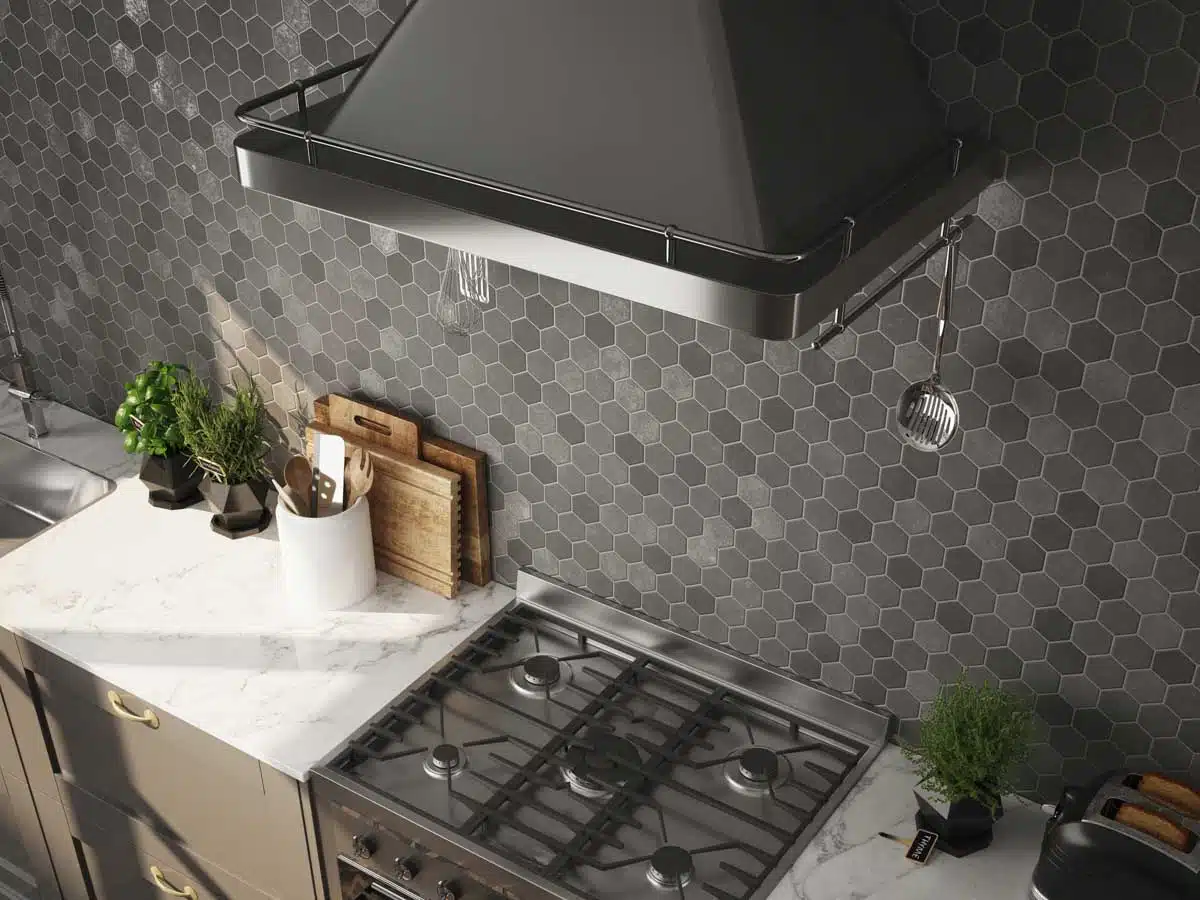 hexagon-kitchen-wallpaper-in-space-with-range-hood-and-stove