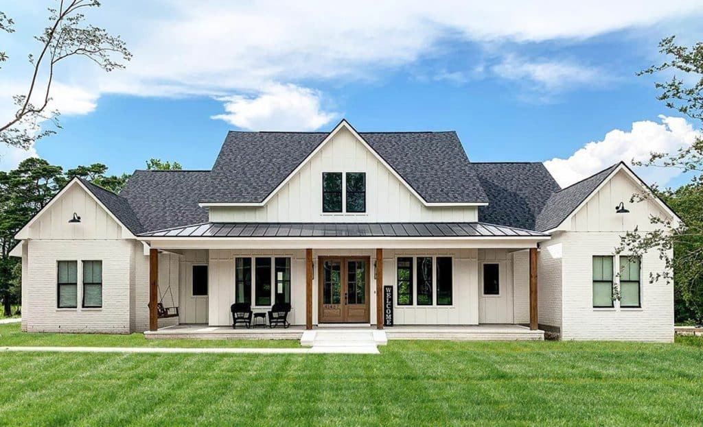 Modern Farmhouse Plan with Gables (4 Bedroom)