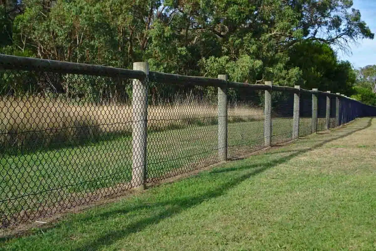outdoor fence in open area with chain weave link