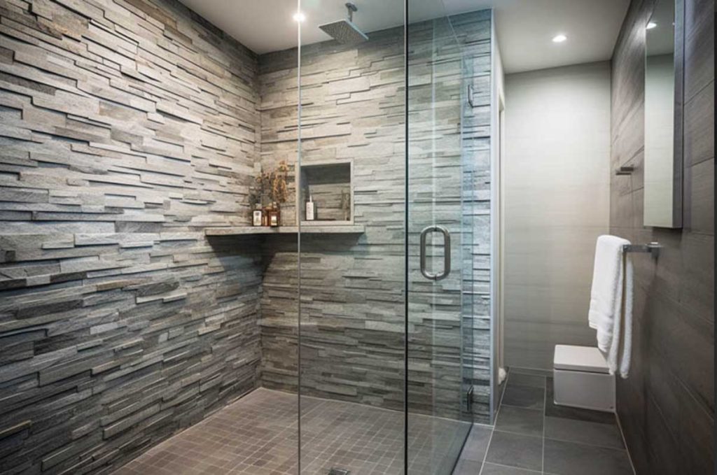 Stacked Stone Shower Walls Materials Installation Tips   Contemporary Shower With Smooth White Stacked Stone A1 1024x679 