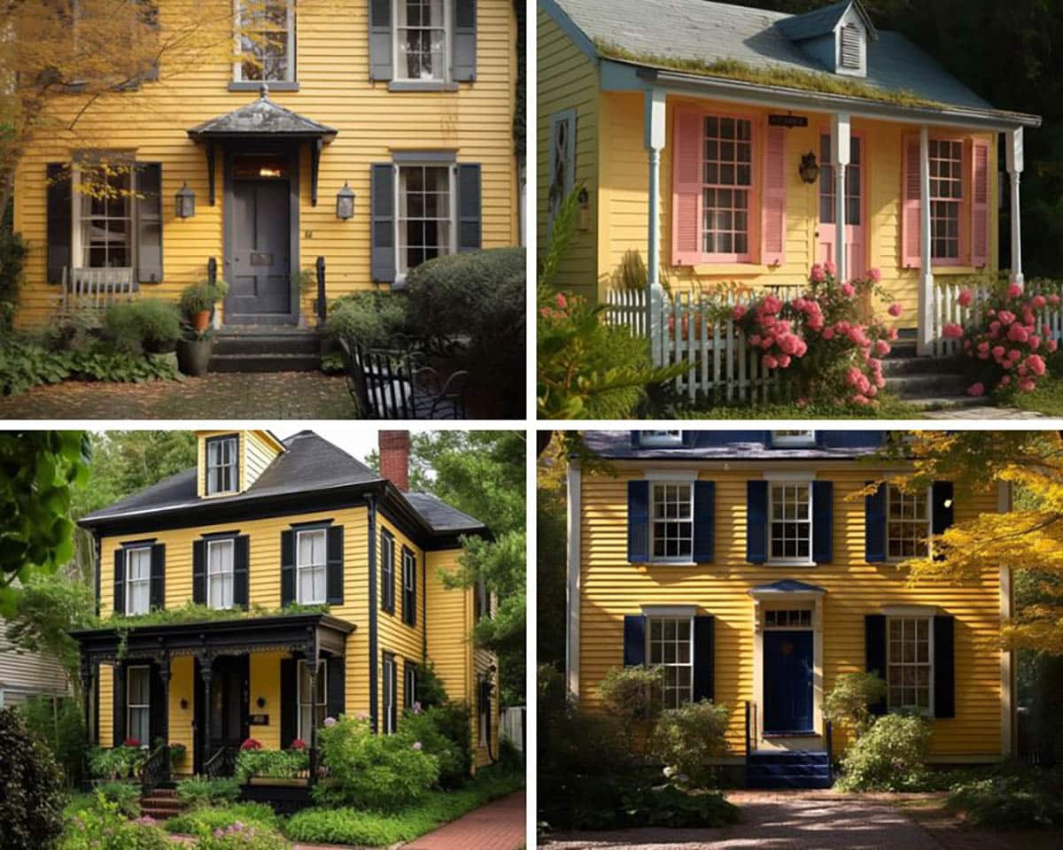 different shutter colors for yellow houses