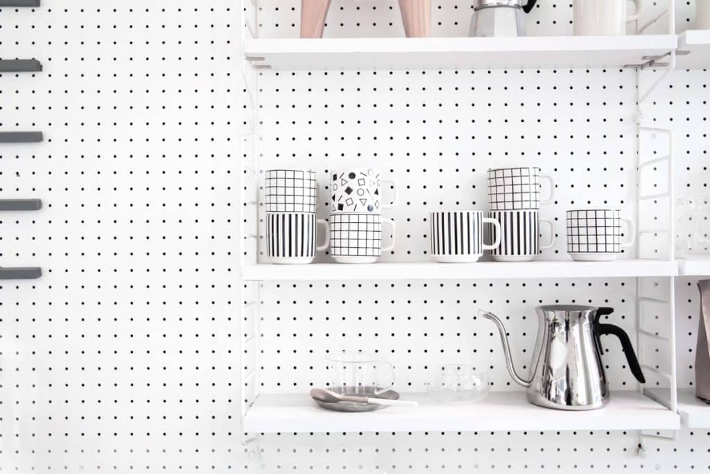 Kitchen With Pegboard And Shelves Is 1024x683 