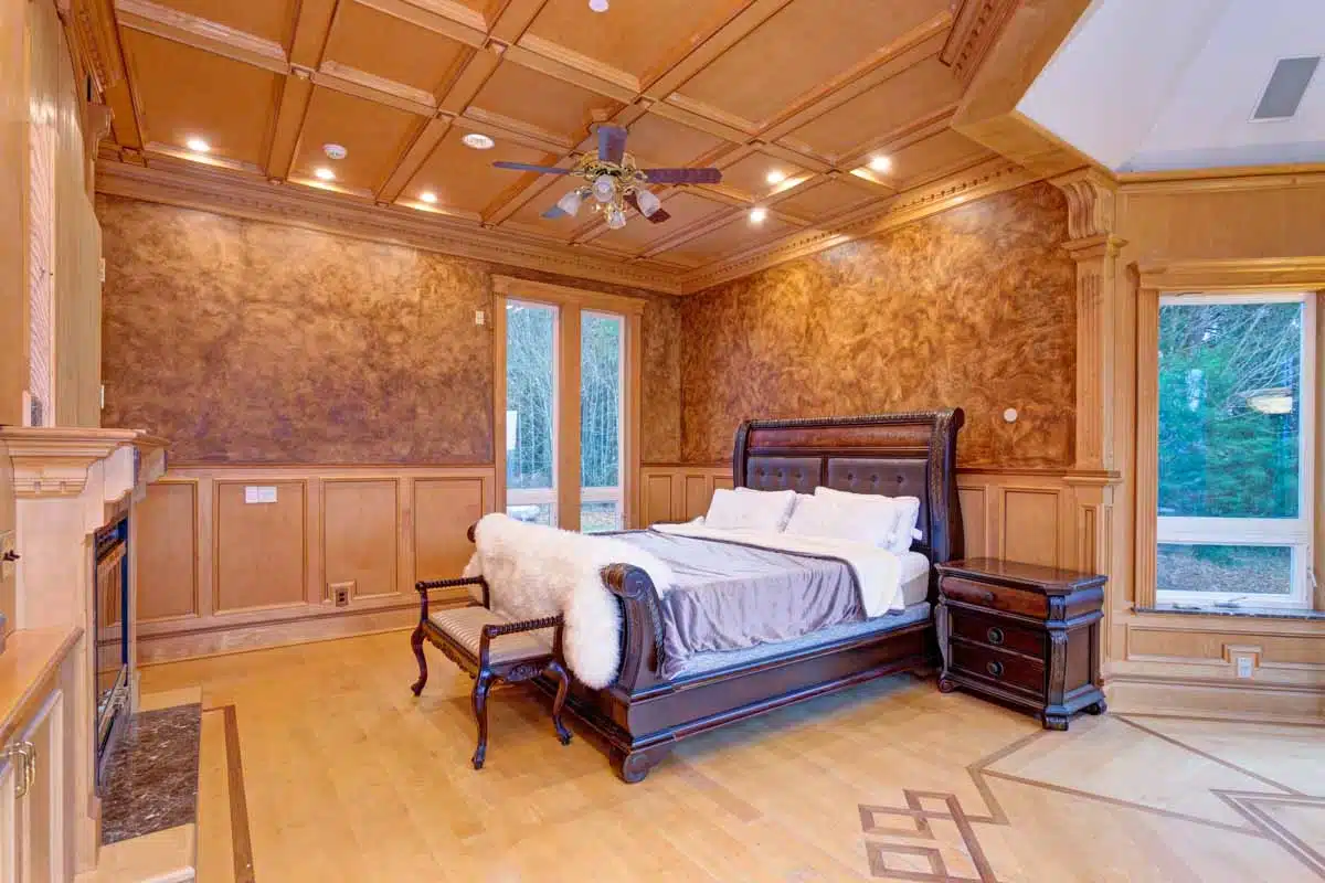 bedroom with carved trim