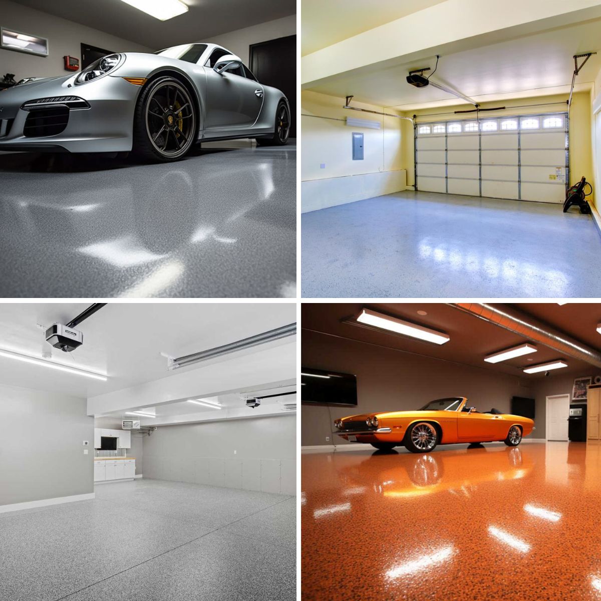 different garage designs with polyaspartic floor coating