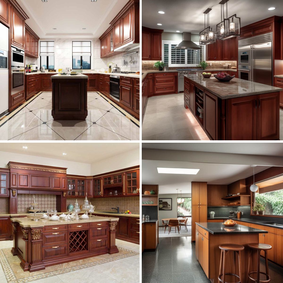 different kitchen designs with cherry cabinets