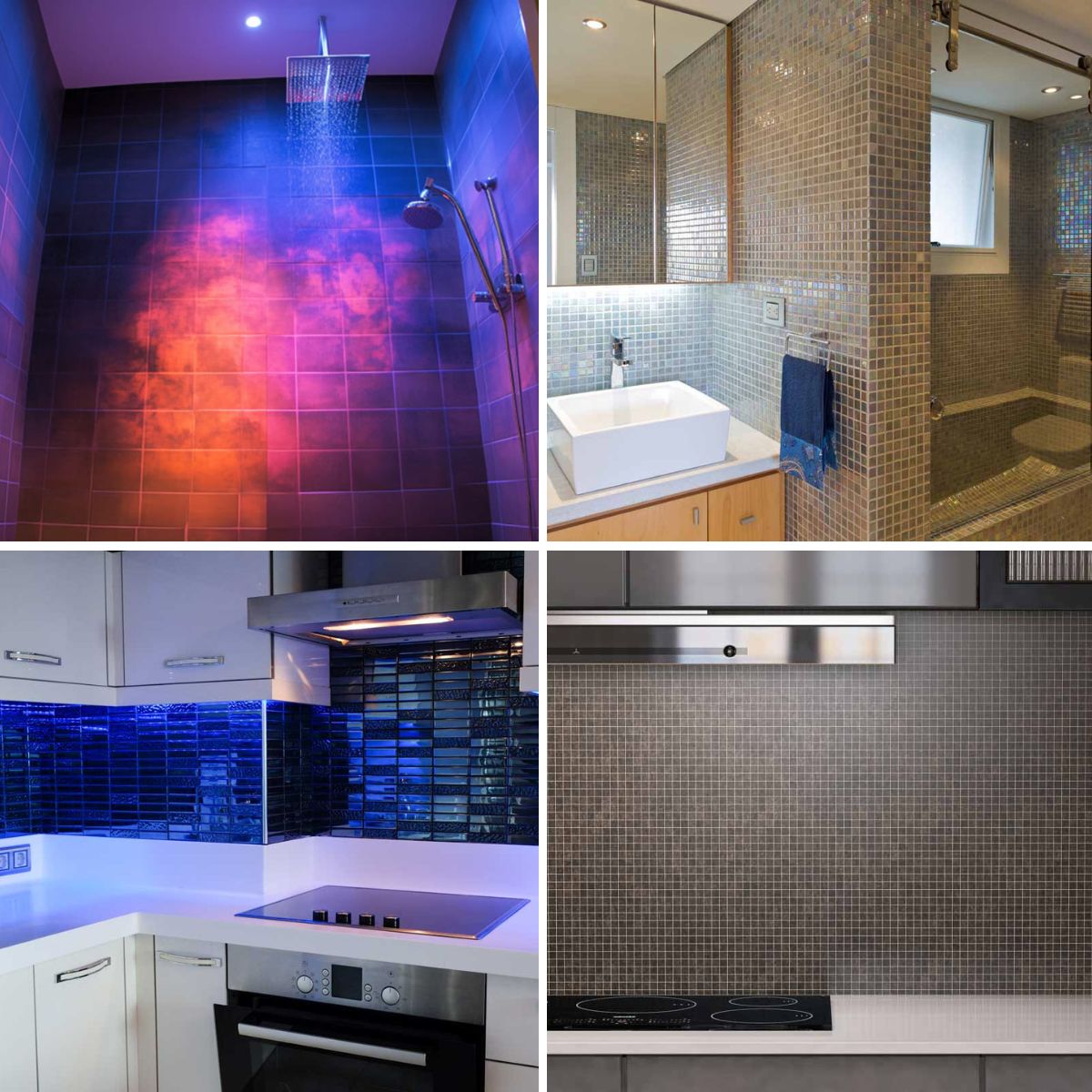 Different room designs with heat sensitive tiles
