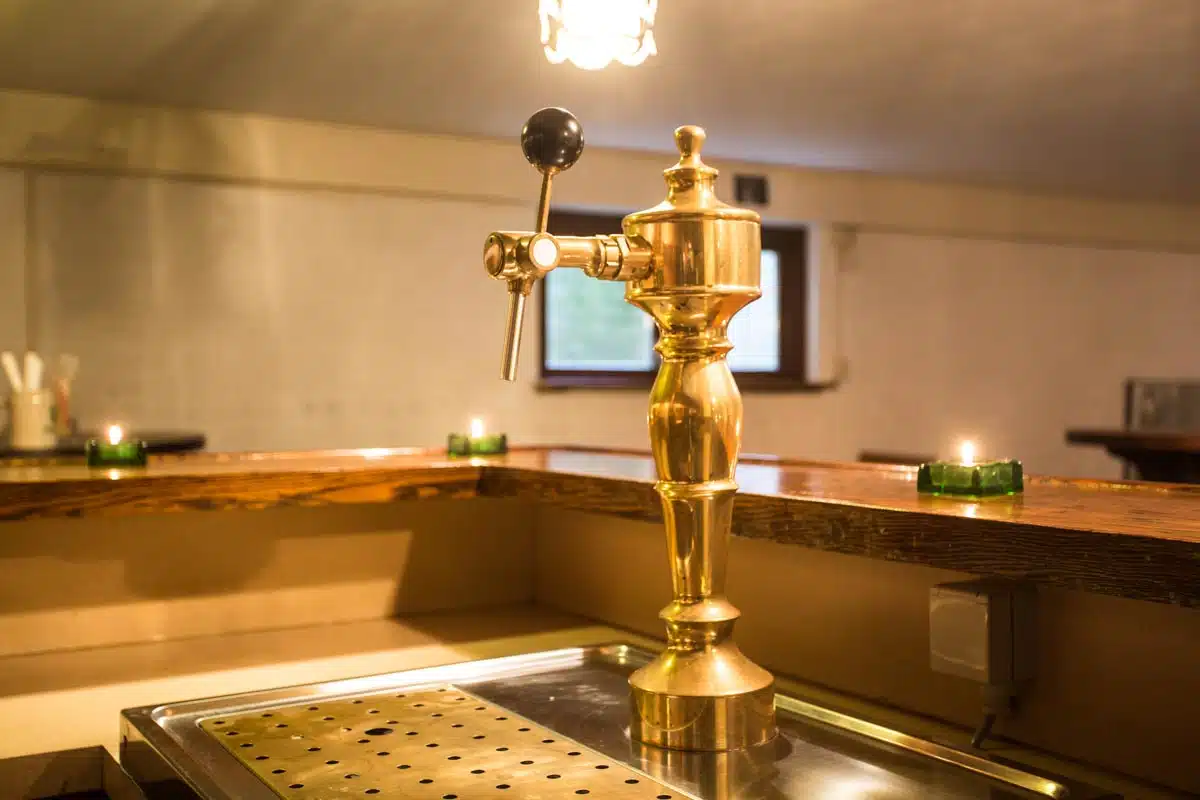 kitchen bar with gold tap