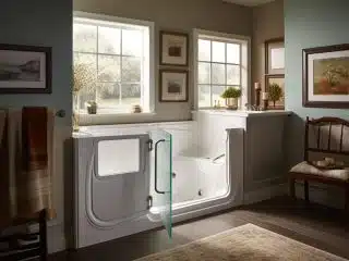 Walk in bathtub with elderly handicapped accessibility