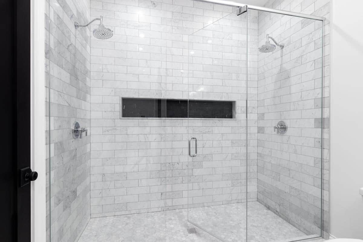 shower with matching heads on either side