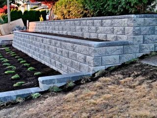 retaining wall made of concrete blocks