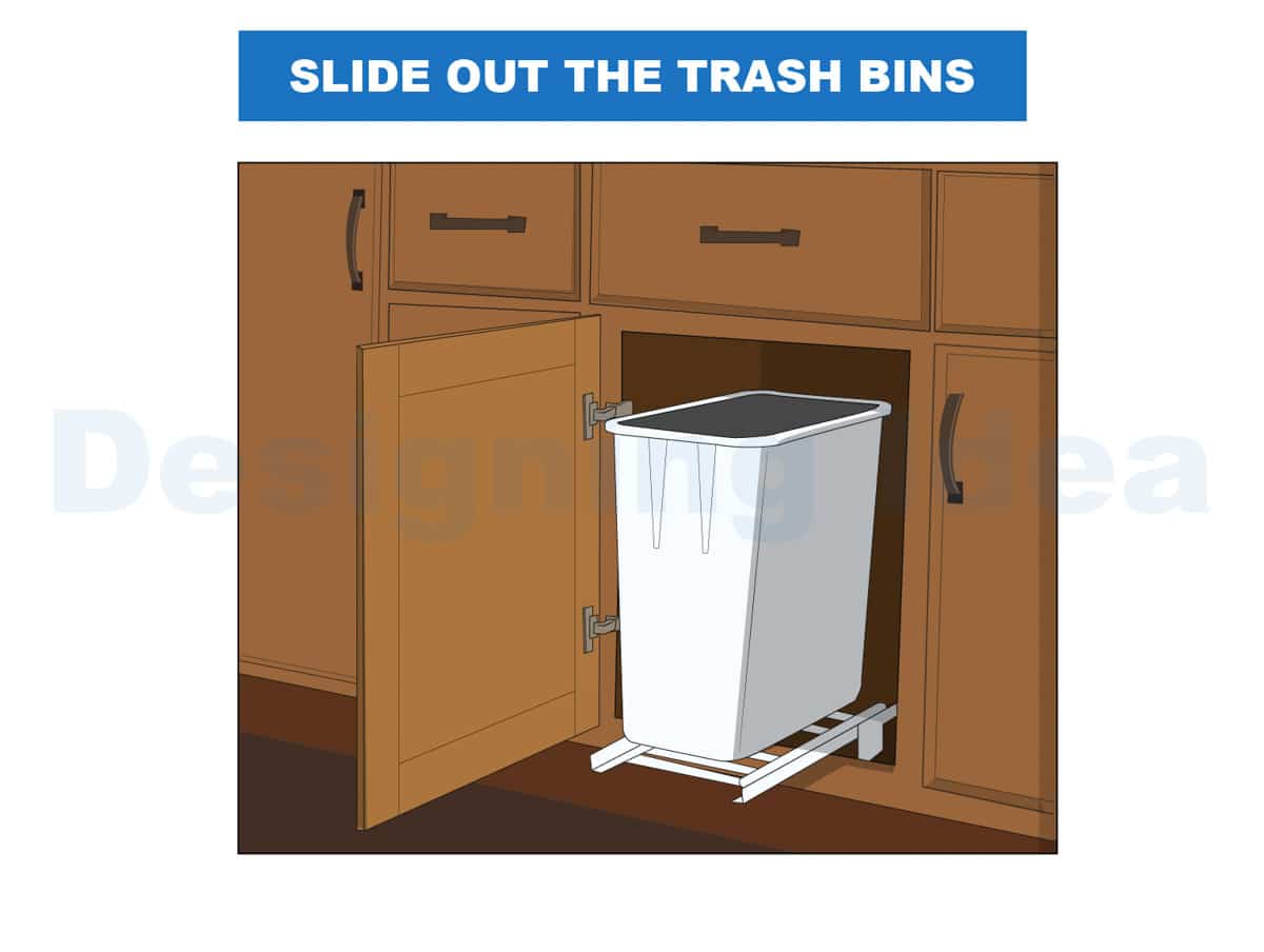 slide out the trash bins