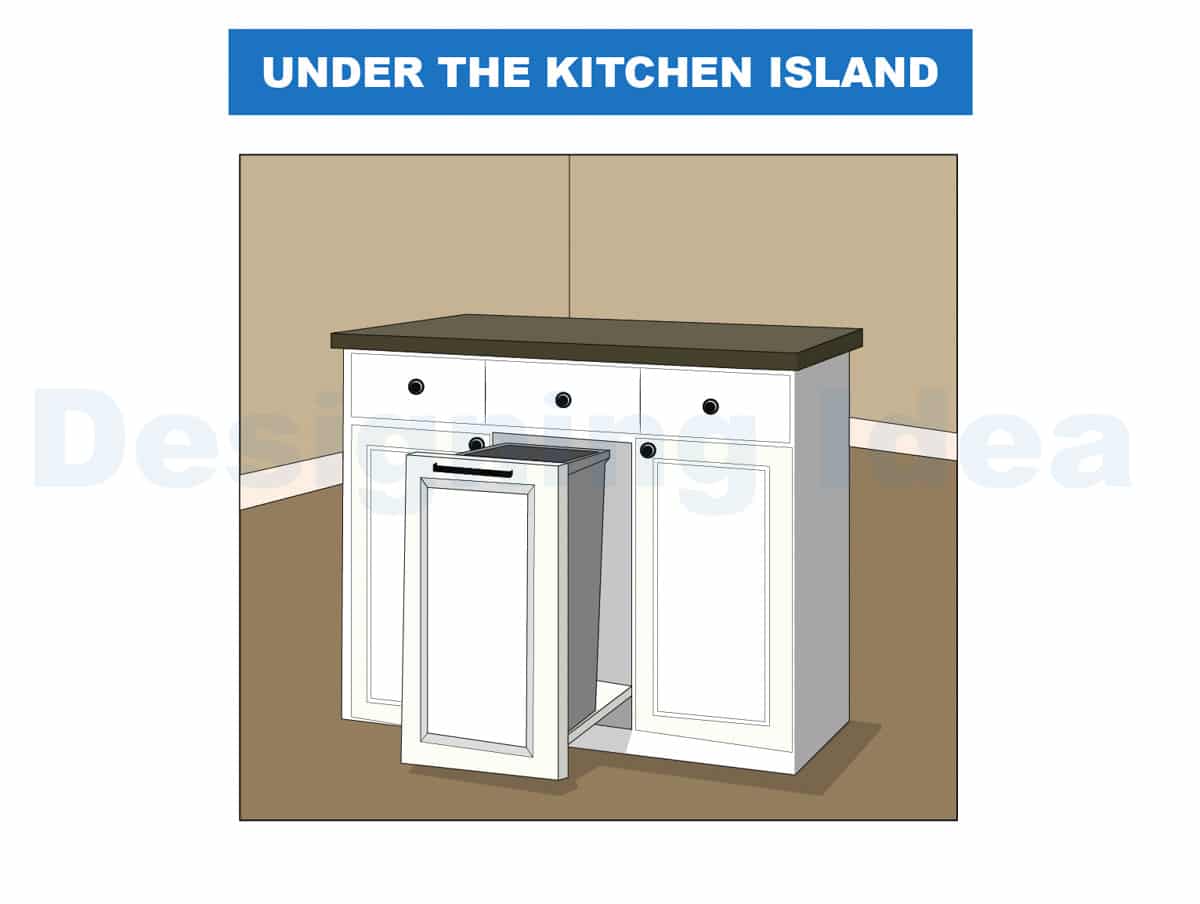 under the kitchen island