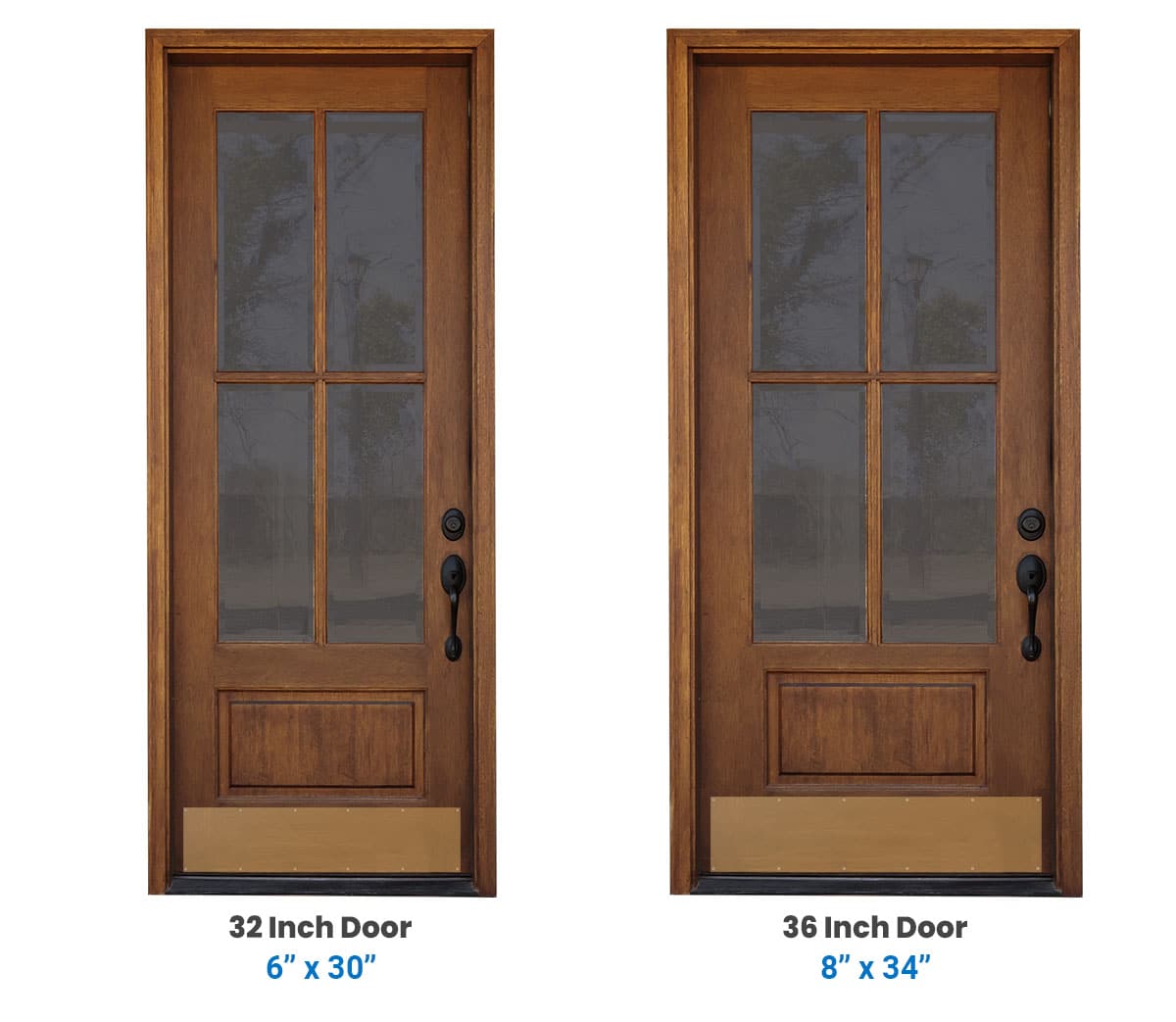 Kick panel size for 32 and 34 inch wide door