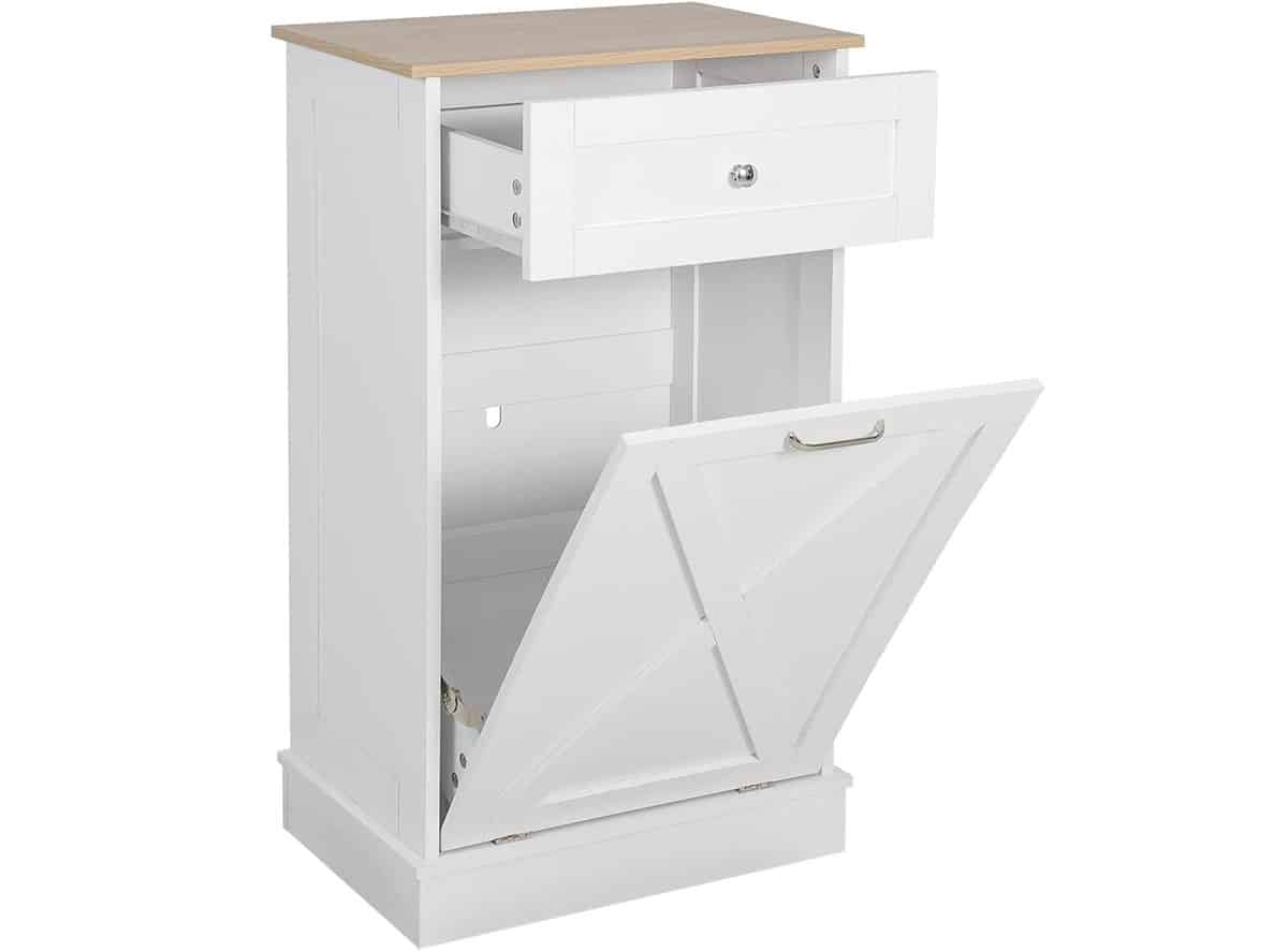Puluomis Cabinet Free Bin Wooden Recycling Drawer White