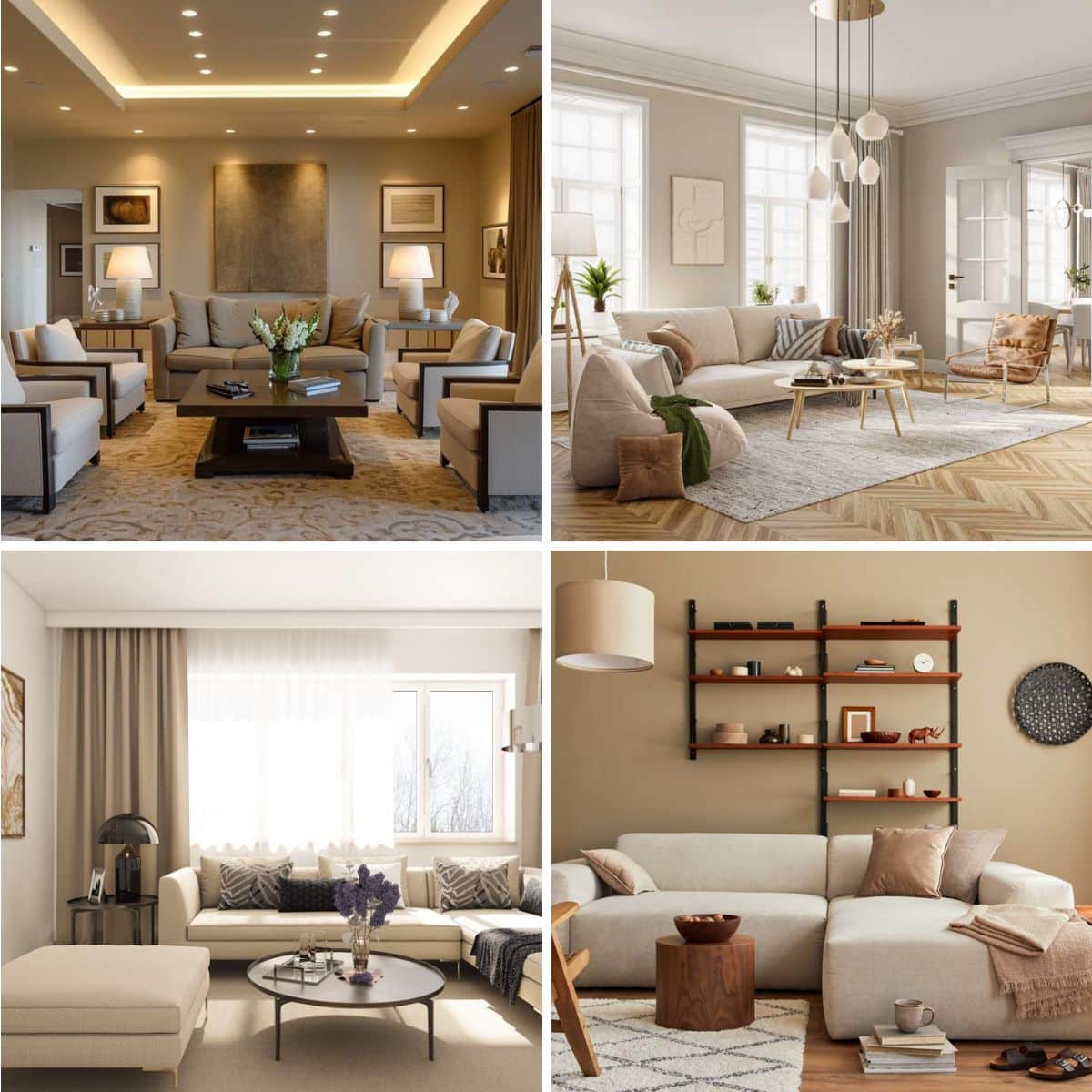 beige interior design with furniture pieces