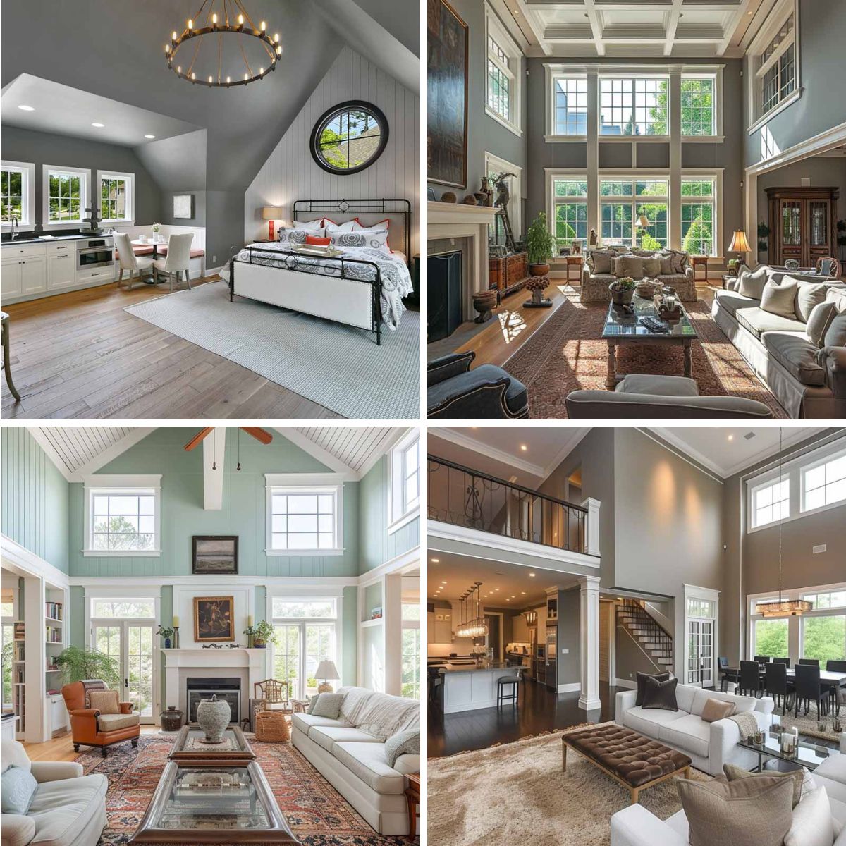 different interior designs with high ceilings