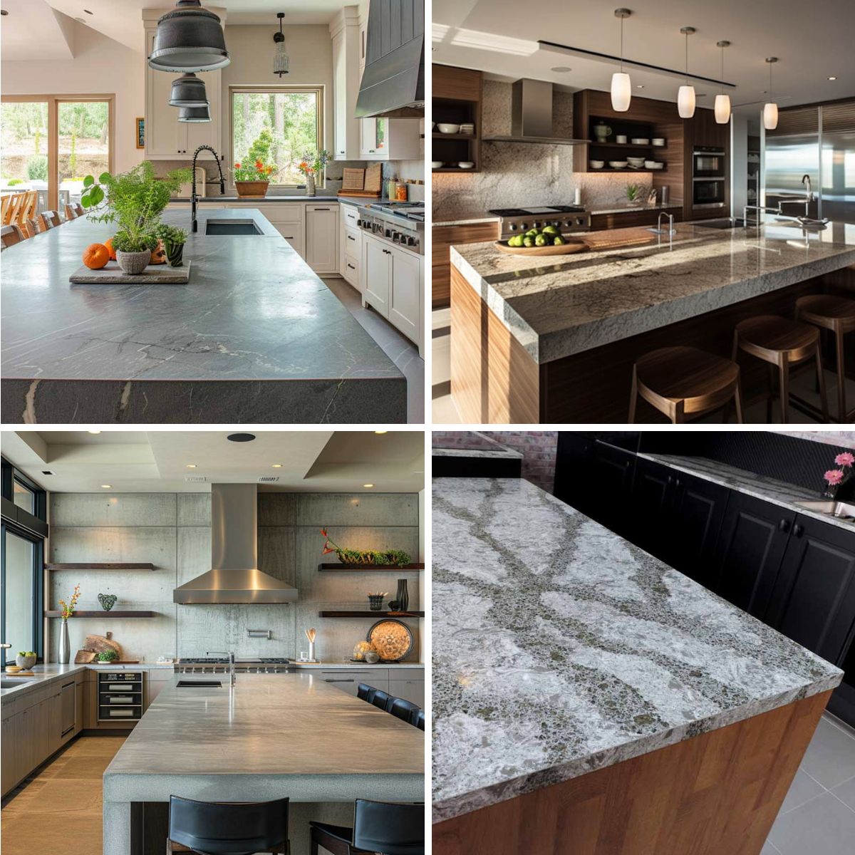 kitchen designs with counters that look like concrete