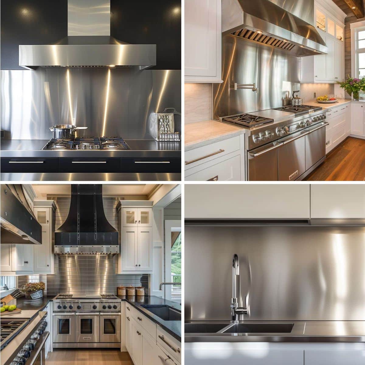 different kitchen designs with stainless steel backsplashes