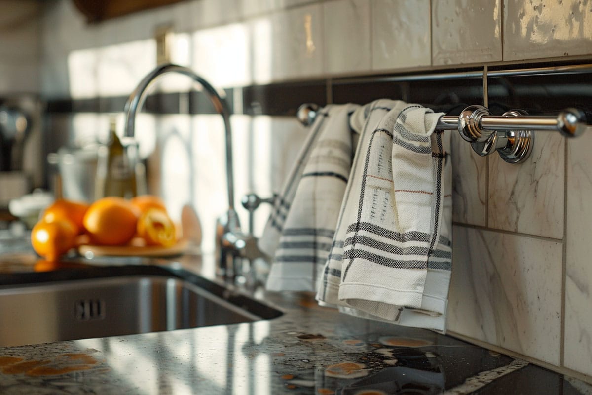 kitchen with hand towel holder