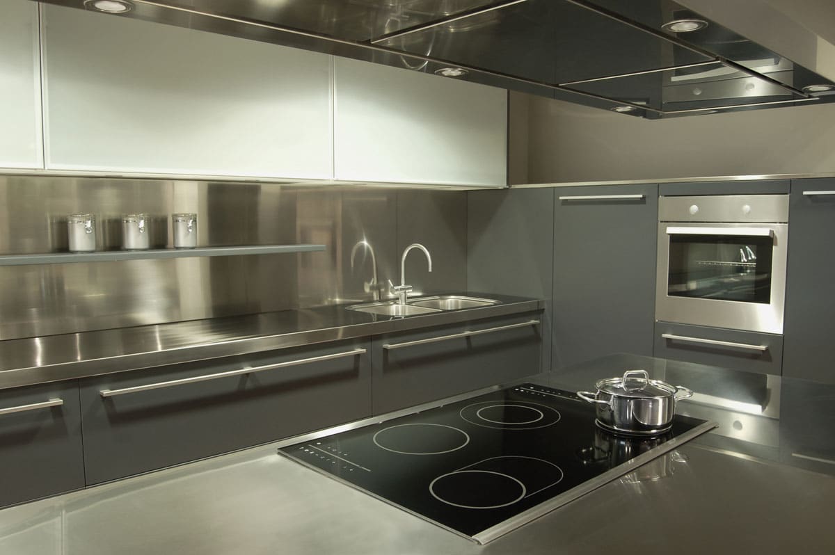modern kitchen stainless steel countertop