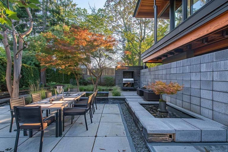 outdoor area with concrete block wall
