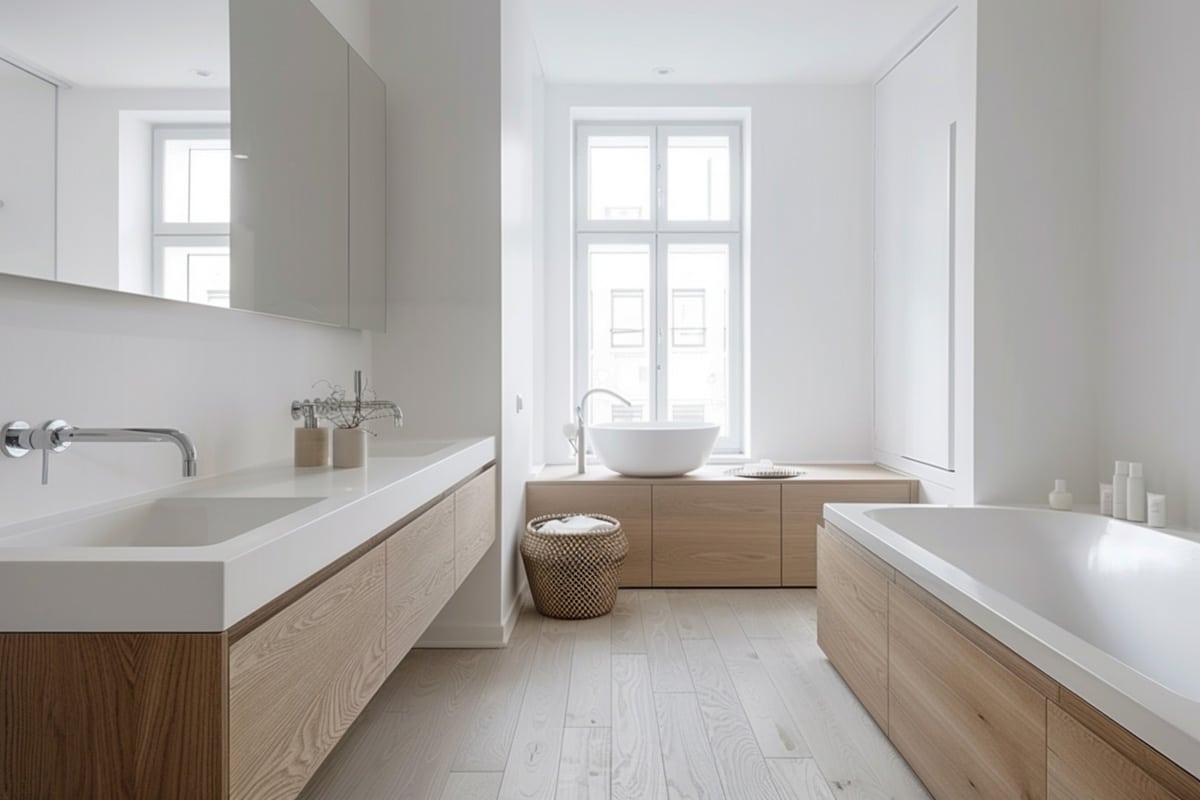 minimalist bathroom with scandinavian elements