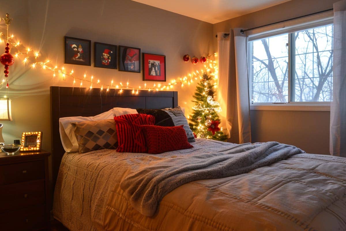 LED string lights in bedroom