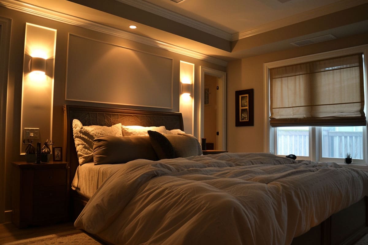LED wall sconce light in bedroom