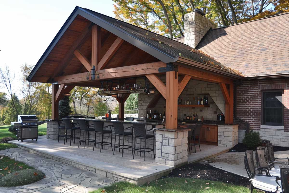 patio bar with attached shelter