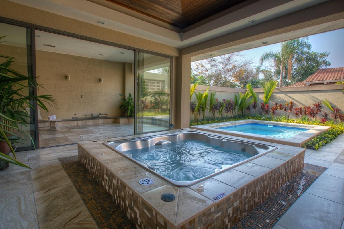 patio with spa